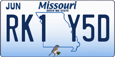 MO license plate RK1Y5D