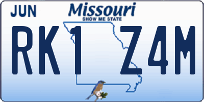 MO license plate RK1Z4M