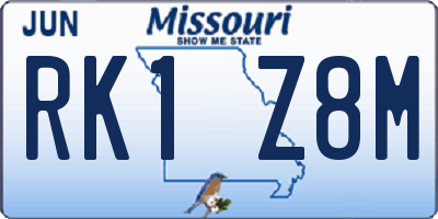 MO license plate RK1Z8M