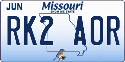 MO license plate RK2A0R