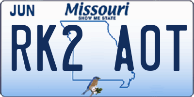 MO license plate RK2A0T