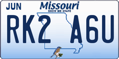 MO license plate RK2A6U