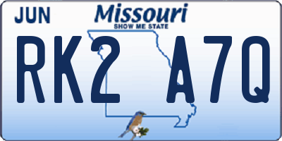 MO license plate RK2A7Q