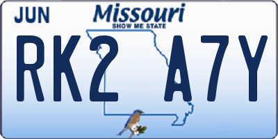 MO license plate RK2A7Y