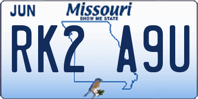 MO license plate RK2A9U
