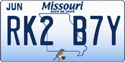 MO license plate RK2B7Y