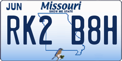 MO license plate RK2B8H