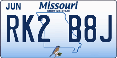 MO license plate RK2B8J