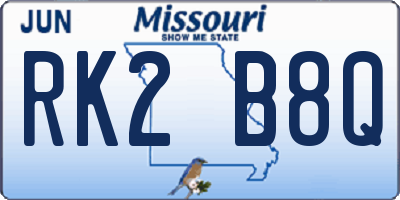 MO license plate RK2B8Q