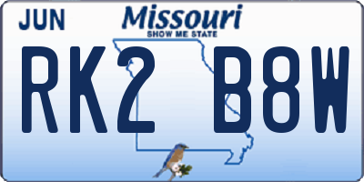 MO license plate RK2B8W
