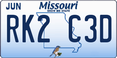 MO license plate RK2C3D