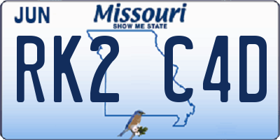 MO license plate RK2C4D