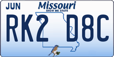 MO license plate RK2D8C