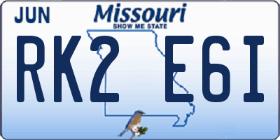 MO license plate RK2E6I