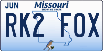 MO license plate RK2F0X