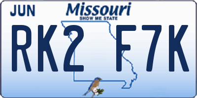 MO license plate RK2F7K