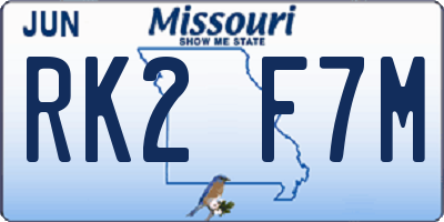 MO license plate RK2F7M