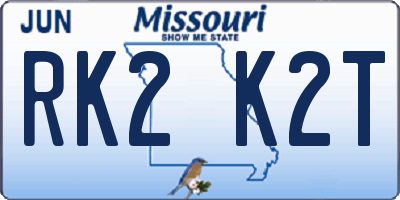 MO license plate RK2K2T