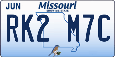 MO license plate RK2M7C