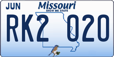MO license plate RK2O2O