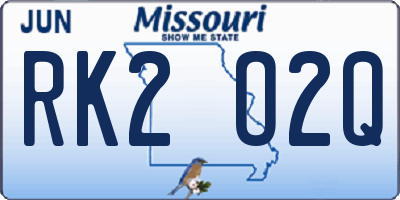 MO license plate RK2O2Q
