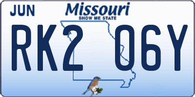 MO license plate RK2O6Y