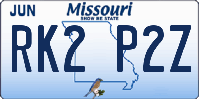 MO license plate RK2P2Z