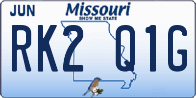 MO license plate RK2Q1G