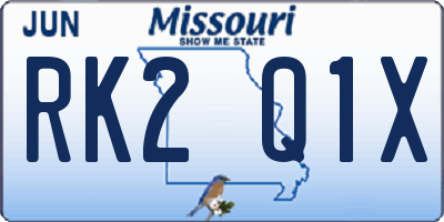 MO license plate RK2Q1X