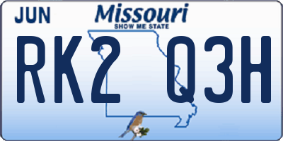 MO license plate RK2Q3H