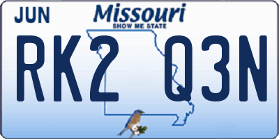 MO license plate RK2Q3N