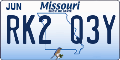 MO license plate RK2Q3Y