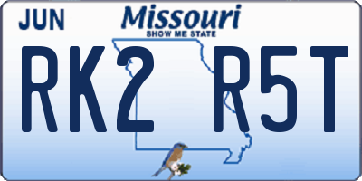MO license plate RK2R5T