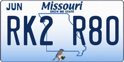 MO license plate RK2R8O