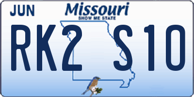 MO license plate RK2S1O