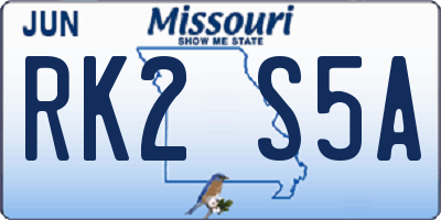 MO license plate RK2S5A