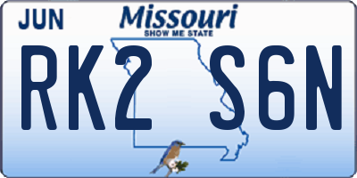 MO license plate RK2S6N