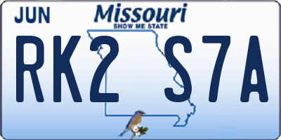 MO license plate RK2S7A