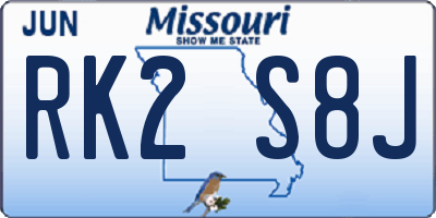 MO license plate RK2S8J