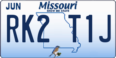 MO license plate RK2T1J