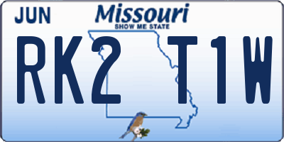 MO license plate RK2T1W