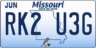 MO license plate RK2U3G