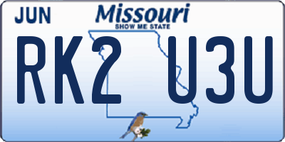 MO license plate RK2U3U