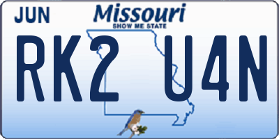 MO license plate RK2U4N