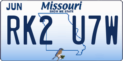 MO license plate RK2U7W