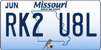 MO license plate RK2U8L