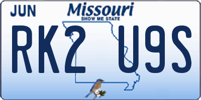 MO license plate RK2U9S