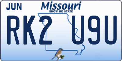 MO license plate RK2U9U