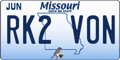 MO license plate RK2V0N
