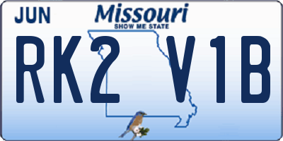 MO license plate RK2V1B